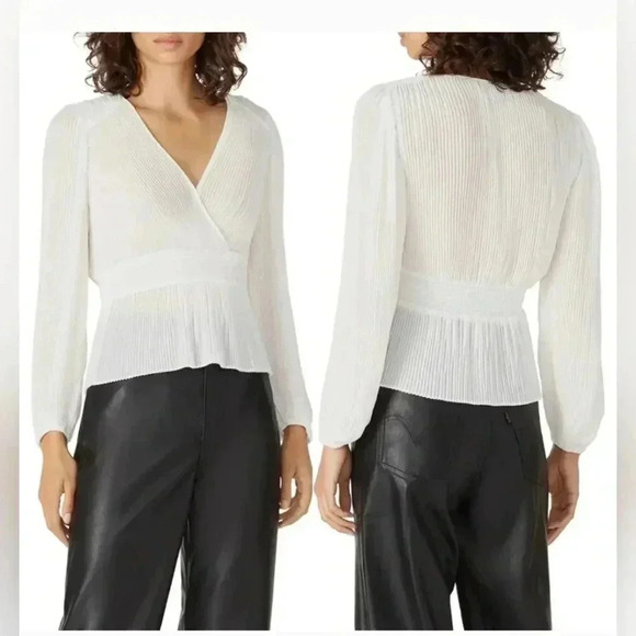 The Kooples Shear Pleated Heart Top Sz 2 - Picture 2 of 9